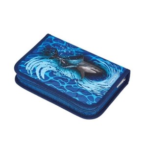 Piórnik pojedynczy dwuklapkowy z wyposażeniem HERLITZ BLUE SHARK 31 elementów 1szt. /00500432309/