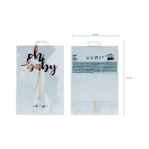 Topper/dekoracja na tort 25cm PARTYDECO "OH BABY" różowe złoto 1szt. /KPT68-019R/