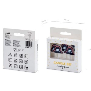 Świeczki urodzinowe 2cm PARTYDECO piraci kapelusze czarne 5szt. /SCS-3/