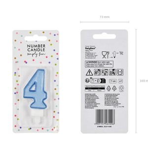 Świeczka urodzinowa 7cm PARTYDECO CYFRA "4" niebieska 1szt. /SCU1-4-001/