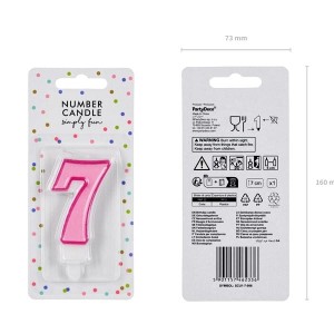 Świeczka urodzinowa 7cm PARTYDECO CYFRA "7" różowa 1szt. /SCU1-7-006/