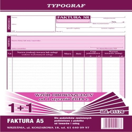 DRUK FAKTURA DLA PODATNIKÓW ZWOLNIONYCH PODMIOTOWO Z PODATKU VAT A5 .jpg