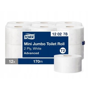 Papier toaletowy jumbo makulatura 2-warstwowy biały 170m TORK ADVANCED T2 12szt. /120278/