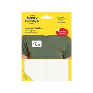Etykiety /identyfikator do opisu ręcznego samoprzylepny imienny 80x54mm 10ark AVERY ZWECKFORM 40etykiet sztuczny jedwab biały /51063 /