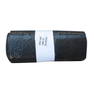 Worki na śmieci 160l LDPE 32µm MERIDA czarne rolka 25szt. /WEC420/