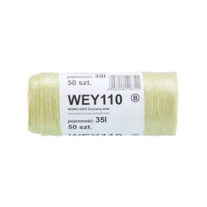 Worki na śmieci 35l HDPE 6,3µm MERIDA economy żółte rolka 50szt. /WEY110/