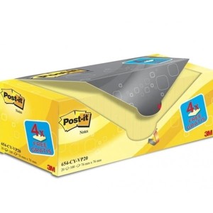 Notes samoprzylepny 76x76mm 20x100 kartek 654CY-VP20 żółty 3M POST-IT /3M-UU001489762/