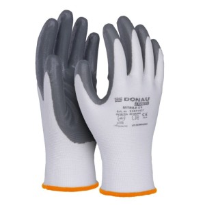 Rękawice montażowe DONAU SAFETY NITRILE 01 rozmiar S/7 biało-szare 2szt. /32041421-07/