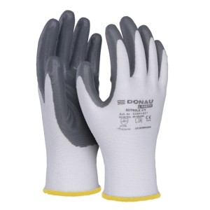 Rękawice montażowe DONAU SAFETY NITRILE 01 rozmiar M/8 biało-szare 2szt. /32041421-08/