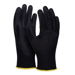 Rękawice montażowe DONAU SAFETY PU BLACK rozmiar M/8 czarne 2szt. /32031221-08/