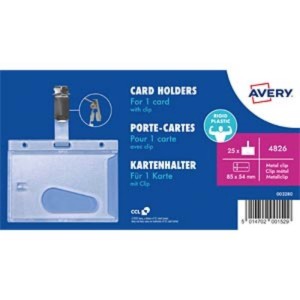 Identyfiaktor holder na karty z klipsem 54x85mm AVERY ZWECKFORM 25szt. /4826/