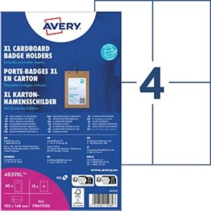 Identyfikator A6 105x148mm AVERY ZWECKFORM tekturowy + etykiety 50szt. /4839XL/