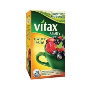 Herbata owocowa ekspresowa bez zawieszki VITAX FAMILY owoce leśne 24szt.