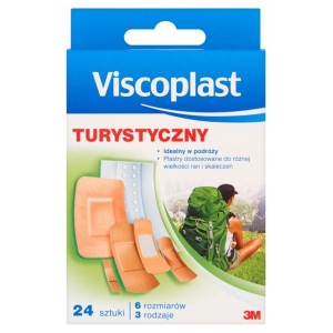 Plaster z opatrunkiem VISCOPLAST uniwersalny turystyczny traypack 6 rozmiarów 24szt. /3M-YP201111595/