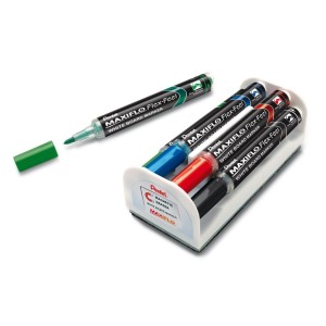 Marker suchościeralny z tłoczkiem okrągły 1,0-5,0mm PENTEL MAXFILO MWL5SBF 4 kolory+gąbka /MWL5SBF-4N/