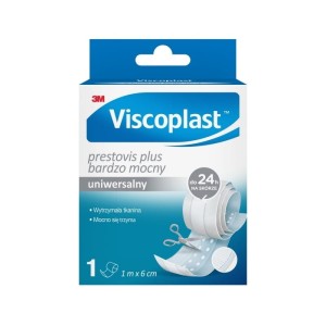 Plaster z opatrunkiem VISCOPLAST Prestovis Plus bardzo mocny 6cm x 1m biały 1szt. /3M-4064035061234/