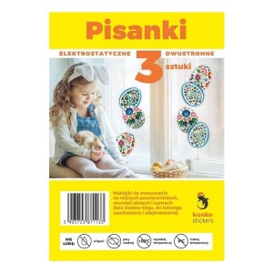 Naklejki/ozdoby elektrostatyczne KUNKE STICKERS dwustronne pisanki wielkanocne mix wzorów 3szt. /9AFF-2100F/