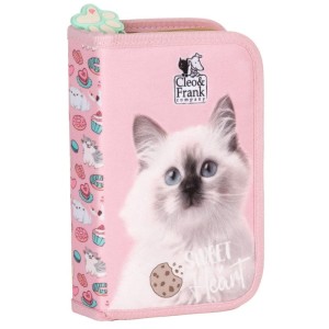 Piórnik z wyposażeniem jednokomorowy DERFOM CLEO I FRANK 45 kot 1szt. /PWJCF45/