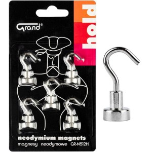 Magnesy neodymowe 32x12x5mm GRAND GR-N512H z haczykiem 5szt. /130-1966/