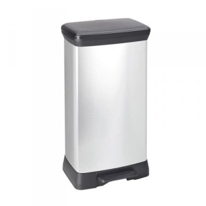 Kosz na śmieci z pedałem 50L CURVER DECO BIN srebrny /187177/