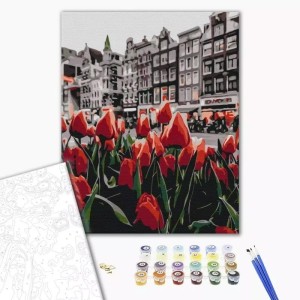 Kolorowanka/malowanie po numerach 40x50cm BRUSHME TULIPANY AMSTERDAMU W ZESTAWIE z pędzlami i farbami /BR-BS34169/
