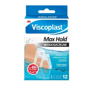 Plaster z opatrunkiem VISCOPLAST MAX HOLD wodoodporny zestaw 3 rozmiary 12szt. /3M-4054596753990/