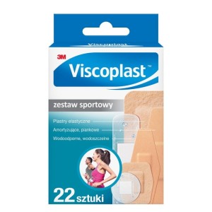 Plaster z opatrunkiem VISCOPLAST wodoodporny zestaw sportowy 3 rodzaje 6 rozmiarów 22szt. /3M-4064035157708/