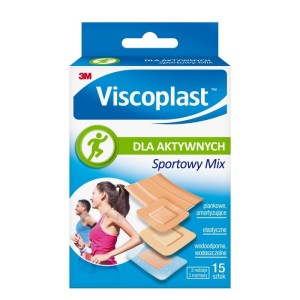 Plaster z opatrunkiem VISCOPLAST zestaw dla aktywnych 3 rodzaje 3 rozmiary 15szt. /3M-5902658064524/