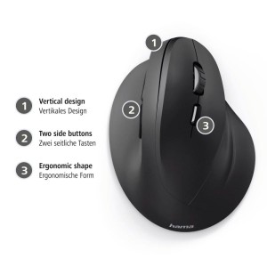 Mysz optyczna bezprzewodowa USB pionowa/wertykalna HAMA EMW-500 czarna 1szt. /001826990000/