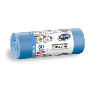 Worki na śmieci 60L LDPE 25µm STELLA do segregacji niebieskie 14szt. (papier) /ST-ST-035151/