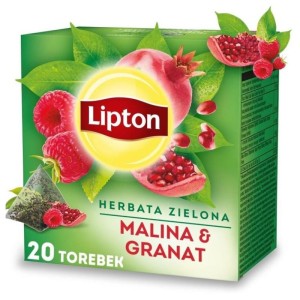 Herbata zielona LIPTON GREEN TEA piramidki malina i granat 20szt.