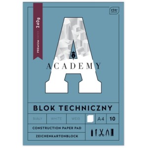 Blok Techniczny A4 10K Biały Premium 240g INTERDRUK /BLTACA/