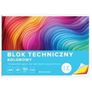 Blok techniczny kolorowy A4/180g 20 kartek barwiony w masie INTERDRUK 1szt. /BLTKA4LUX/