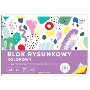 Blok rysunkowy kolorowy A4/80g 20 kartek barwiony w masie INTERDRUK 1szt. /BLRK/