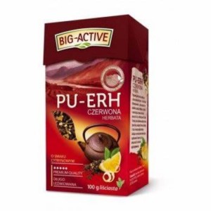Herbata czerwona liściasta 100g BIG-ACTIVE PU-ERH cytrynowa