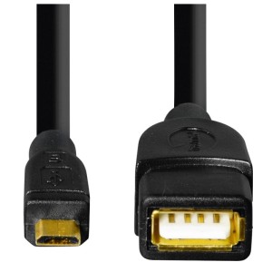 KABEL PRZEJŚCIOWY USB-2.0, OTG, WTYK MICRO-B - GNIAZDO A, 15CM, CZ.  /001738920000/