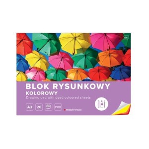 Blok rysunkowy kolorowy A3/80g 20 kartek barwiony w masie INTERDRUK 1szt. /BLRA3K/