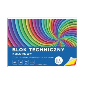 Blok techniczny kolorowy A4/160g 10 kartek barwiony w masie INTERDRUK 1szt. /BLTK/