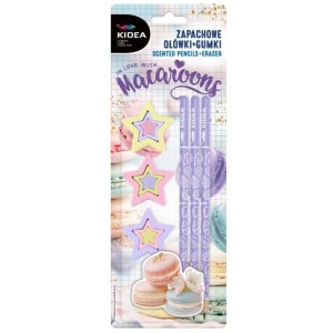Ołówek drewniany HB KIDEA + gumka zestaw pachnąca makaroniki 3+3szt. /ZAGOMAKA/