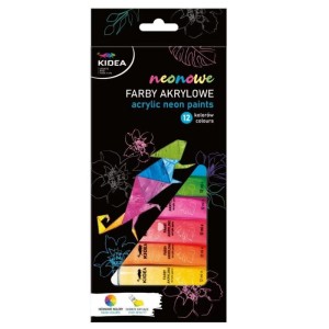 Farby akrylowe neonowe 12ml KIDEA 12 kolorów /FAAN12KA/