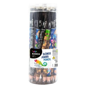 Ołówek drewniany trójkątny z gumką HB KIDEA JUMBO do nauki pisania pixele 1 szt. /OTJNAKA/