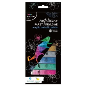 Farby akrylowe metaliczne KIDEA 12ml 12 kolorów /FAAM12KA/