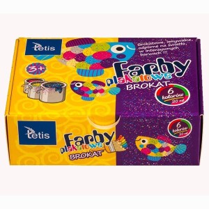 Farby plakatowe brokatowe 6 kolorów z brokatem 20ml TETIS  /KF003-A/