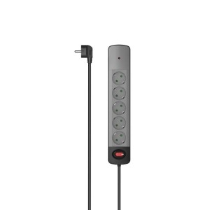 LISTWA ANTYPRZEPIĘCIOWA 5GN SCHUKO, CZARNO-SZARA 1,5M, 3680W, 18.000A  /002230560000/