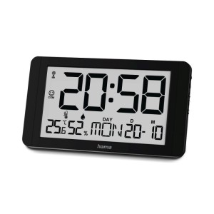 ZEGAR ELEKTORNICZNY CUBA ŚCIENNY Z DCF Z TERMOMENTREM I HIGROMETREM CZARNY  /002222150000/