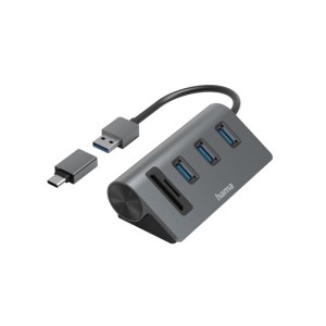 USB HUB/CARD READER, 5 PORTS, 3X USB-A, SD, MICROSD, INCL. USB-C ADAPTER  /002001400000/