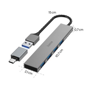 PREMIUM USB 3.2 + ADAPTER USB-C, 4XUSB-A, ULTRA SLIM, 5GBIT/S  /002001410000/