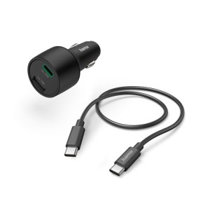 ŁADOWARKA SAMOCHODOWA 32W, PD/QC (1X USB-C, 1X USB-A) + KABEL USB-C, CZARNA  /002016930000/