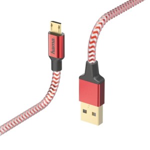 KABEL ŁADUJĄCY/DATA "REFLECTED" MICRO USB , 1.5M, CZERWONY  /001782880000/