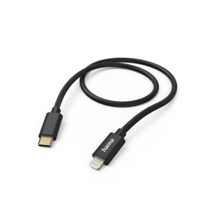 KABEL ŁADUJĄCY/DATA "FABRIC" USB-C- LIGHTNING, NYLONOWY, CZARNY  /002015460000/